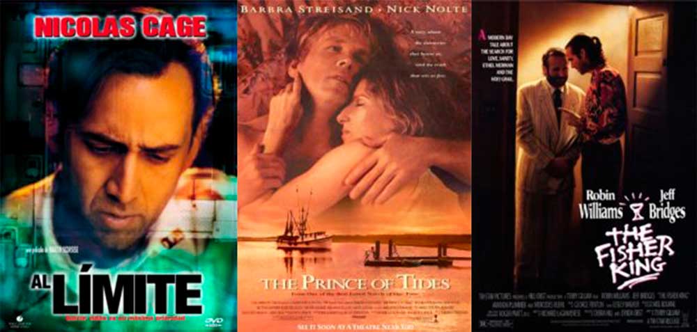 Películas sobre la ansiedad por sucesos traumáticos: Al límite (Bringing Out the Dead, 1999), El principe de las mareas (The Prince of Tides, 1991), El rey pescador (The Fisher King, 1991)