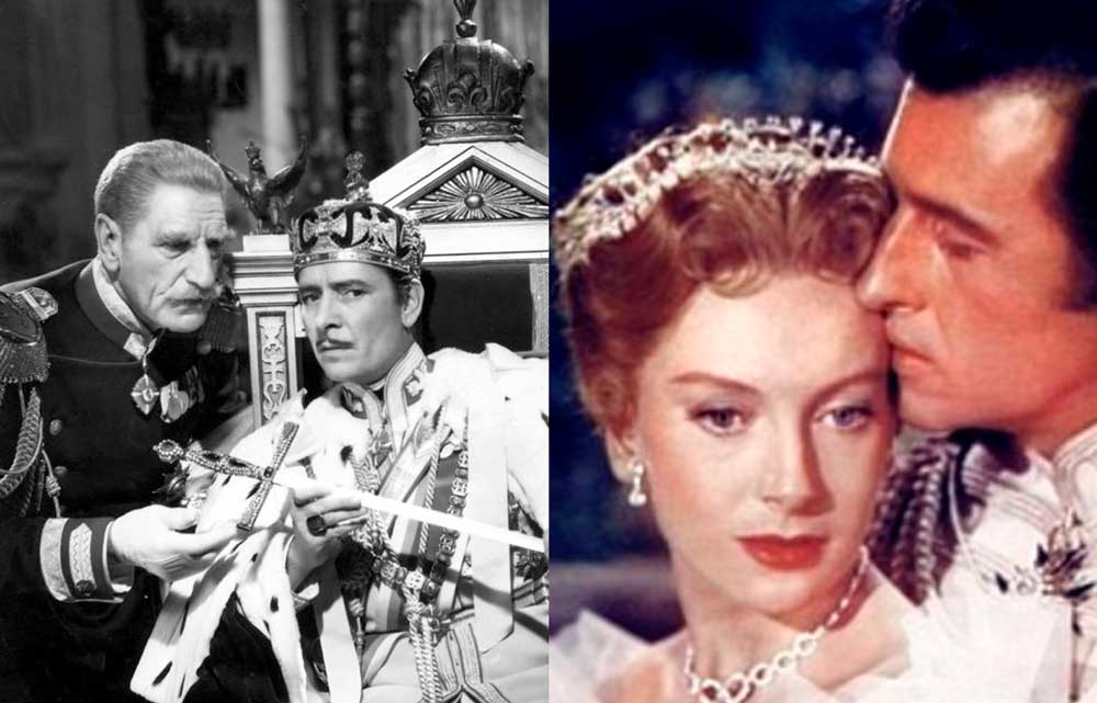 Fotogramas de las películas El prisionero de Zenda (The Prisoner of Zenda, 1937), de John Cromwell, y El prisionero de Zenda (The Prisoner of Zenda, 1952), de Richard Thorpe