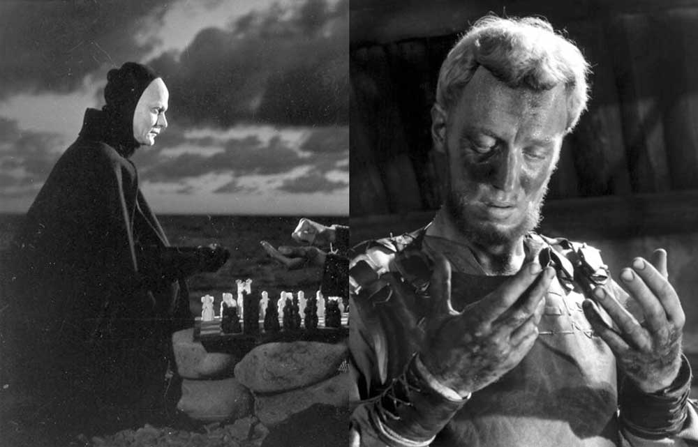 Fotogramas de las películas El séptimo sello (Det sjunde inseglet, 1957) y El manantial de la doncella (Jungfrukällan, 1966), de Ingmar Bergman