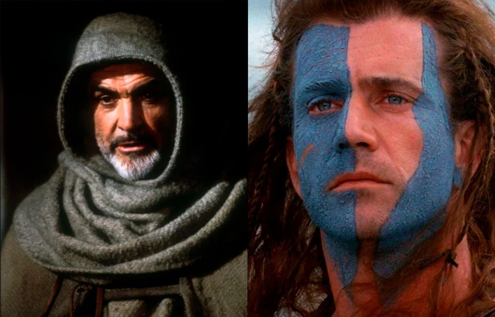 Fotograma de las películas Braveheart y El nombre de la rosa