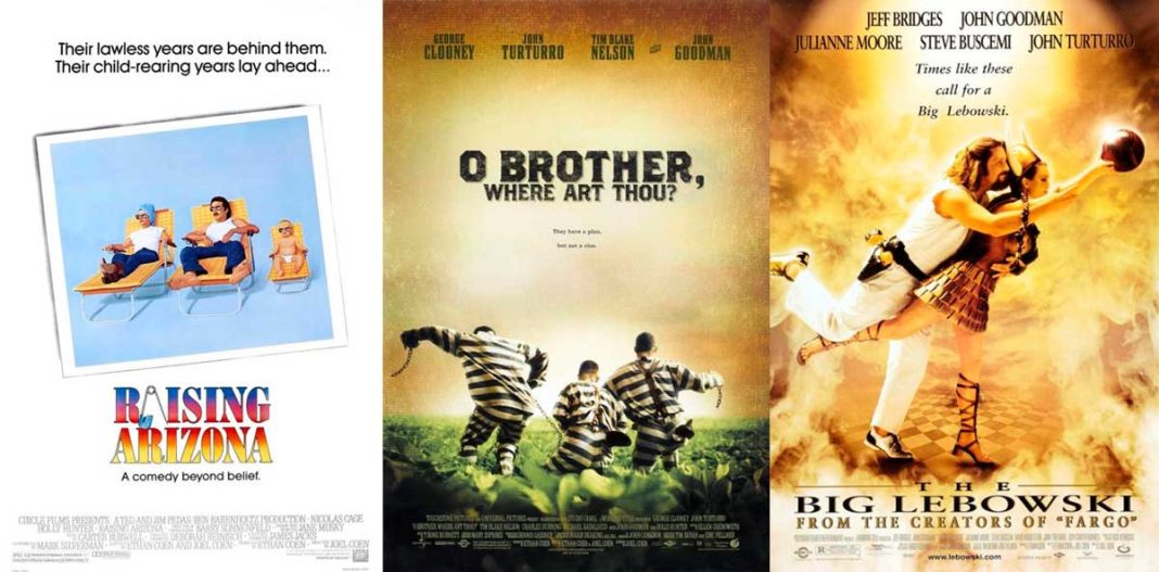 Arizona Baby (Raising Arizona, 1987), Joel Coen O brother! (O Brother Where Art Thou?, 2000), Joel Coen El gran Lebowski (The Big Lebowski, 1998), Joel Coen