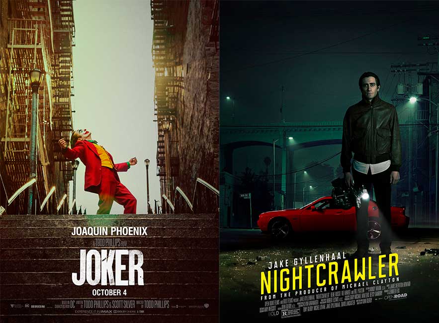 Películas psicológicas con villano: Joker (2019) y Nightcrawler (2014)