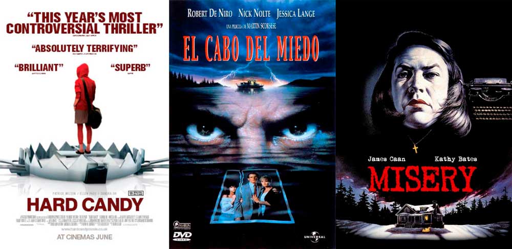Películas sobre trastornos mentales: Hard Candy (2005), El cabo del miedo (Cape Fear, 1991), Misery (1990)
